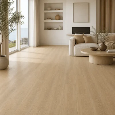 Kvarca vinila grīda BEACH OAK Granola PW interjerā