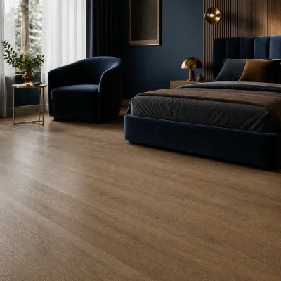 Kvarca vinila grīda CROWN OAK Mocca PW interjerā