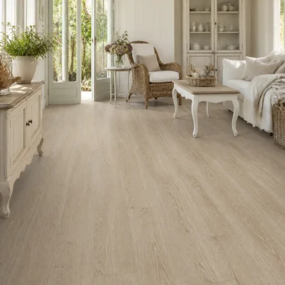 Kvarca vinila grīda FRENCH GALLERIA OAK Linen MW interjerā