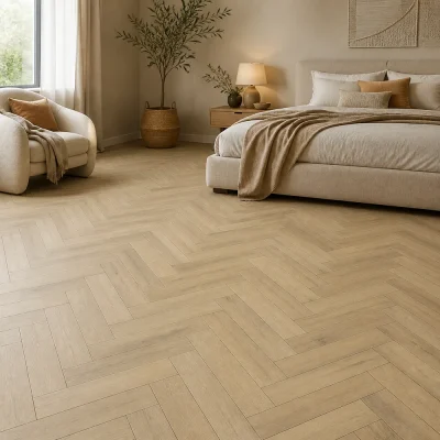 Mitrumizturīgs lamināts 100+ stundas OZOLS DELUX WGDH003 12 mm herringbone interjerā