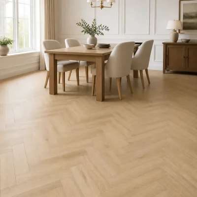 Mitrumizturīgs lamināts 100+ stundas OZOLS WGPH004 10 mm herringbone interjerā