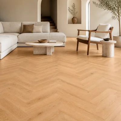 Mitrumizturīgs lamināts 100+ stundas OZOLS WGPH005 10 mm herringbone interjerā